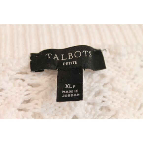 Talbots Open Stitch Cable Sweater Womens size XLP White V-Neck Long Sleeve - Picture 5 of 6